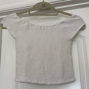 White Brandy Melville off the shoulder ruched top